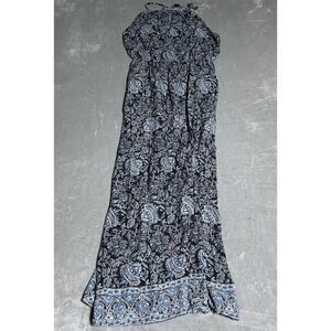 Lucky Brand Dress Womens Large Blue Festival Boho Floral‎ Maxi Cottage Prairie